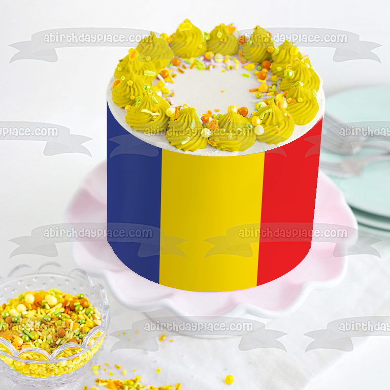 Civil Flag of Andorra Blue Yellow Red Edible Cake Topper Image ABPID13146