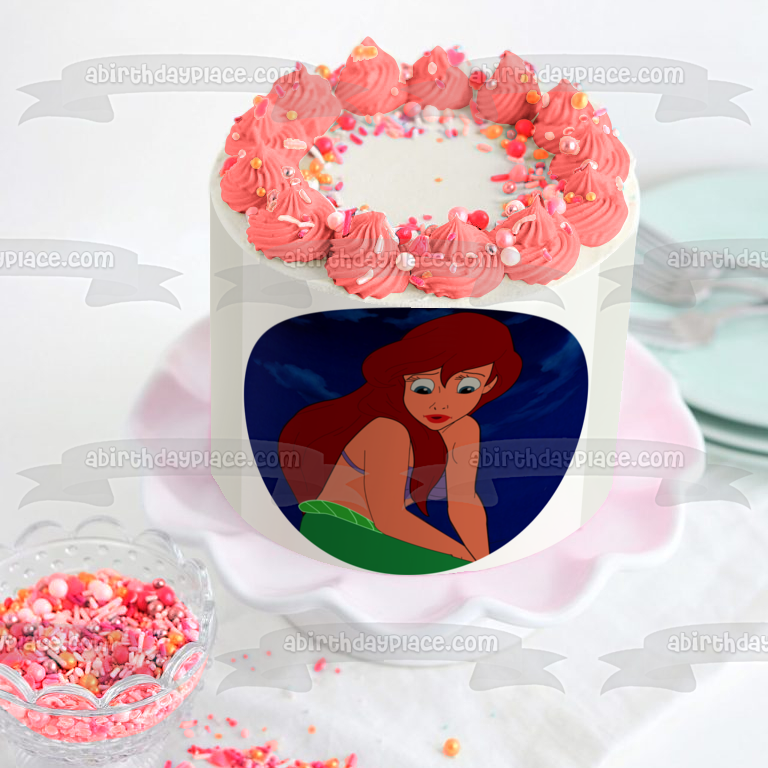 Adorno comestible para tarta de Princesa Disney, la Sirenita, Ariel, imagen ABPID12767 