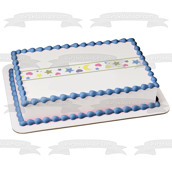 Adorno comestible para tarta con estrellas y puntos, corazones de colores, imagen ABPID13169 