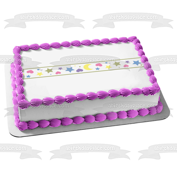 Adorno comestible para tarta con estrellas y puntos, corazones de colores, imagen ABPID13169 