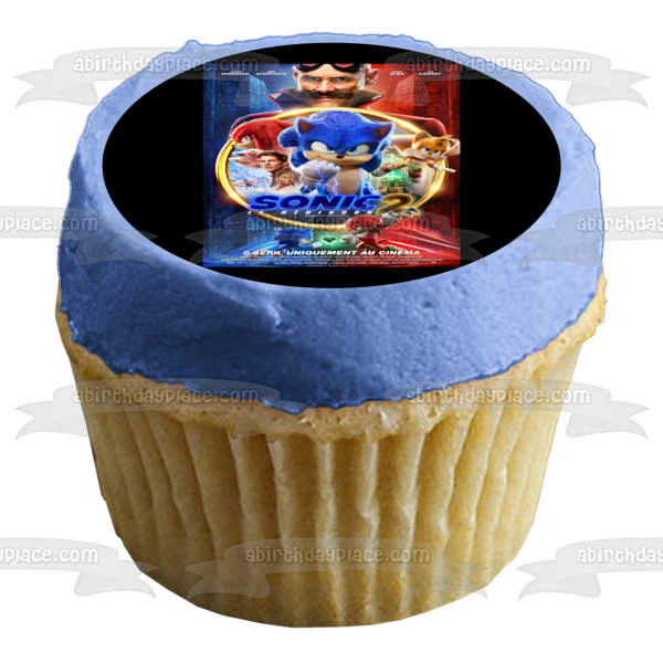 Póster de la película Sonic the Hedgehog 2, Tails Knuckles, Doctor Eggman, decoración comestible para tarta, imagen ABPID56253 