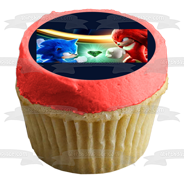 Sonic the Hedgehog 2 Knuckles Anillos de oro Adorno comestible para tarta Imagen ABPID56254 