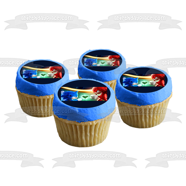 Sonic the Hedgehog 2 Knuckles Anillos de oro Adorno comestible para tarta Imagen ABPID56254 