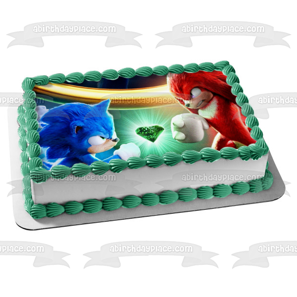 Sonic the Hedgehog 2 Knuckles Anillos de oro Adorno comestible para tarta Imagen ABPID56254 