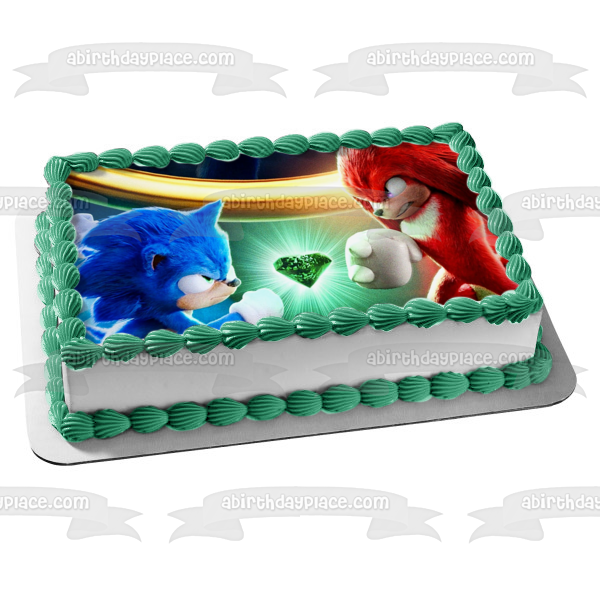 Sonic the Hedgehog 2 Knuckles the Echinada Gold Rings Edible Cake