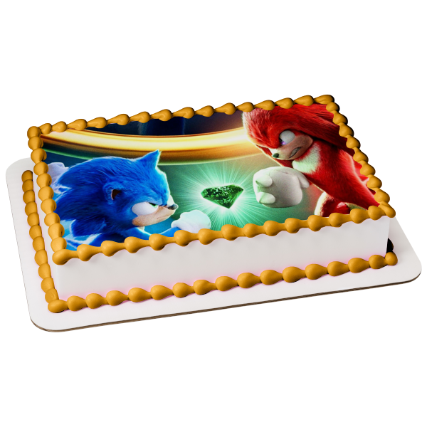 Sonic the Hedgehog 2 Knuckles Anillos de oro Adorno comestible para tarta Imagen ABPID56254 