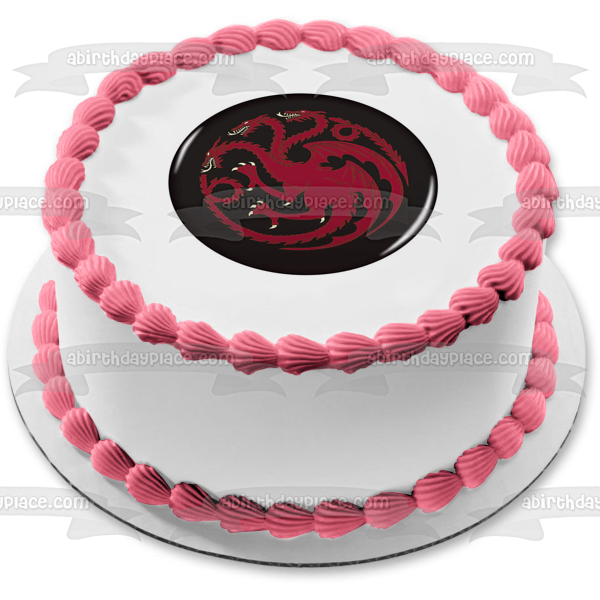 Emblema de la Casa Targaryen de Juego de Tronos, fondo negro, decoración comestible para tarta, imagen ABPID27217 