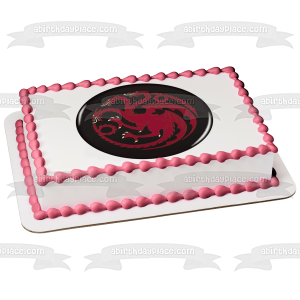 Emblema de la Casa Targaryen de Juego de Tronos, fondo negro, decoración comestible para tarta, imagen ABPID27217 