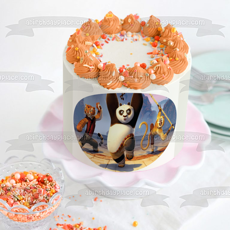 Imagen comestible para tarta de Kung Fu Panda Po Tigresa Mono Karate Stance ABPID12806 