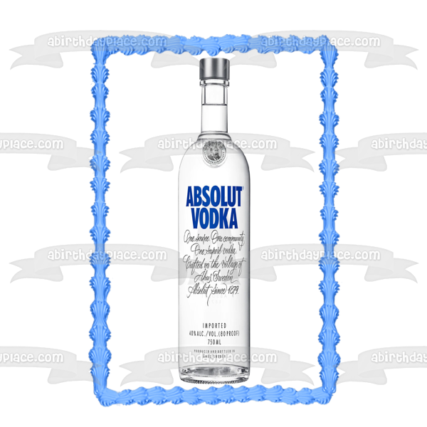 Adorno comestible para tarta con botella de vodka Absolut, imagen ABPID56092 