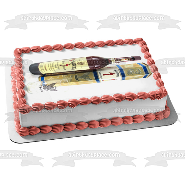 Seagram's 7 Whiskey Bottle, Box and Glass Edible Cake Topper Image ABPID56181