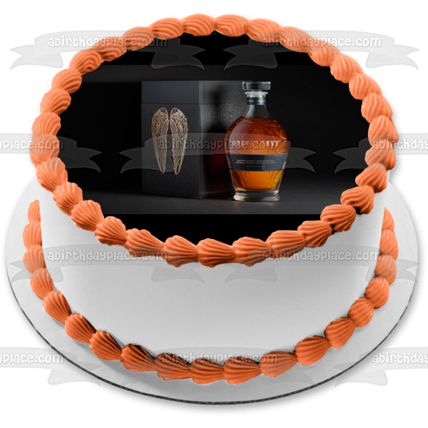 Adorno comestible para tarta con botella y caja de Bourbon de Angel's Envy, imagen ABPID56094 