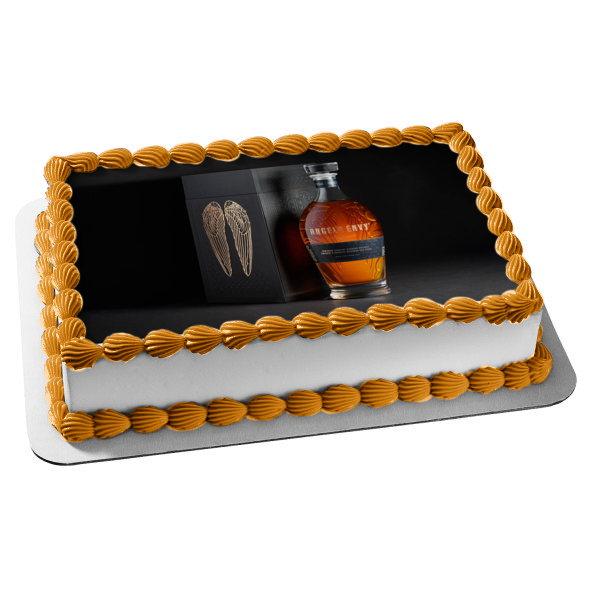 Adorno comestible para tarta con botella y caja de Bourbon de Angel's Envy, imagen ABPID56094 