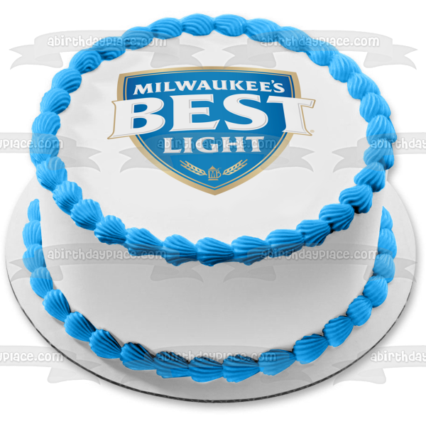 Imagen de adorno comestible para pastel con etiqueta de la mejor cerveza ligera de Milwaukee ABPID56186 