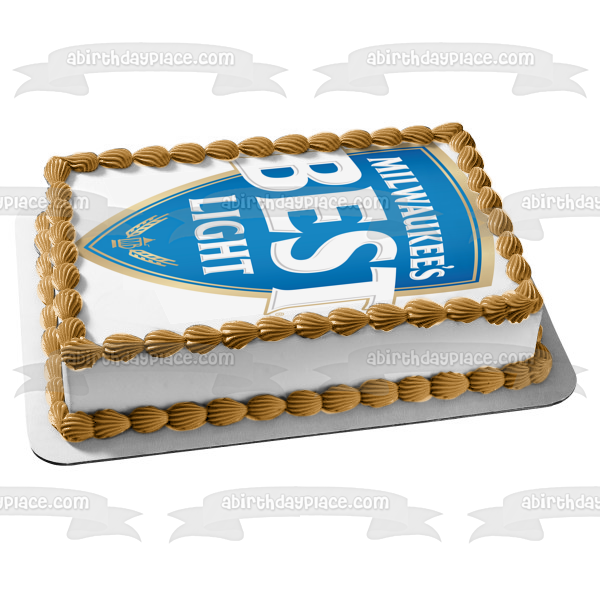 Imagen de adorno comestible para pastel con etiqueta de la mejor cerveza ligera de Milwaukee ABPID56186 