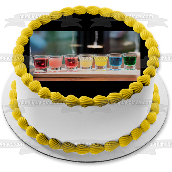 Shot Glasses with Assorted Drinks Edible Cake Topper Image ABPID56100