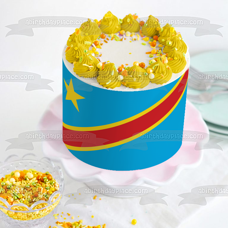 Bandera de la República Democrática del Congo Imagen comestible para decoración de tarta ABPID13333 