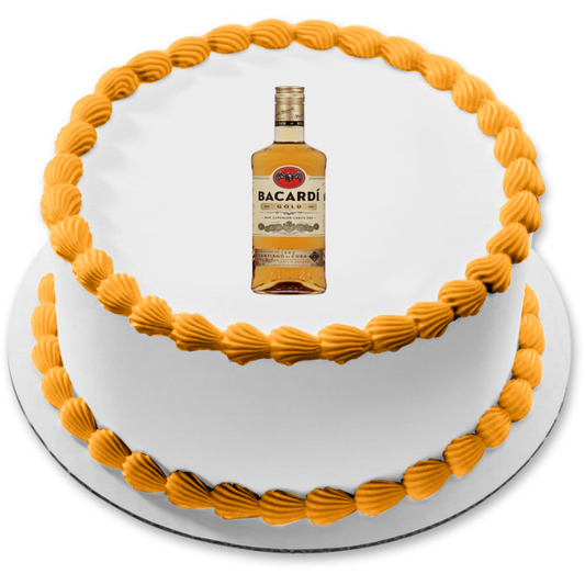 Bacardi Gold Rum Bottle Edible Cake Topper Image ABPID56105