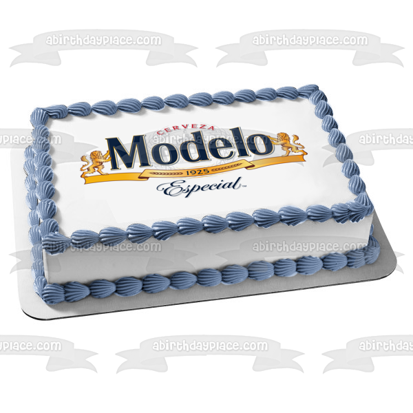 Adorno comestible para tarta con logotipo de cerveza mexicana Modelo, imagen ABPID56192 