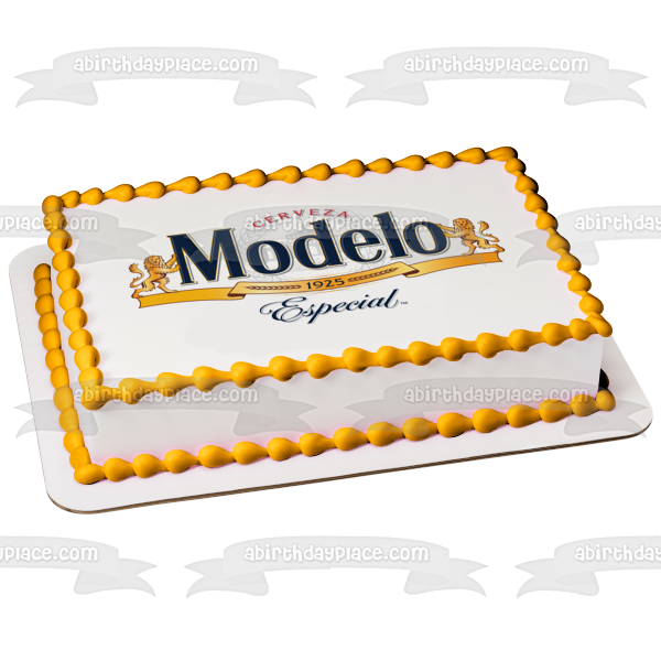 Adorno comestible para tarta con logotipo de cerveza mexicana Modelo, imagen ABPID56192 