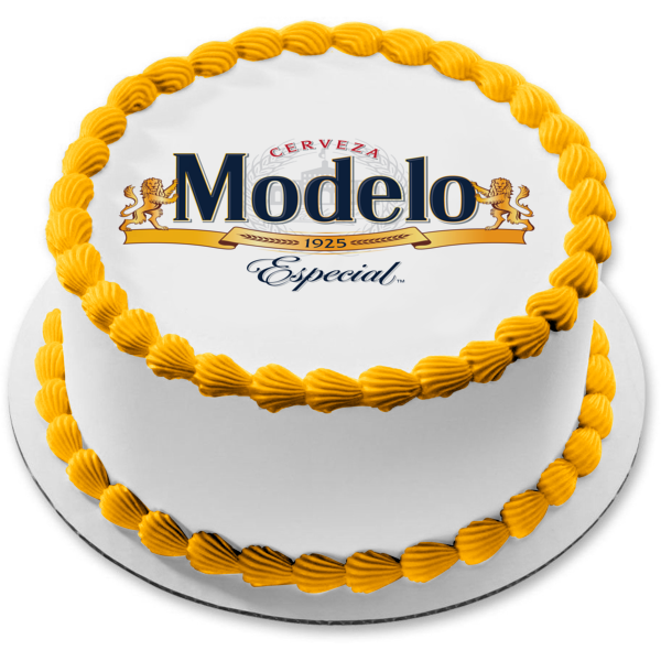 Adorno comestible para tarta con logotipo de cerveza mexicana Modelo, imagen ABPID56192 