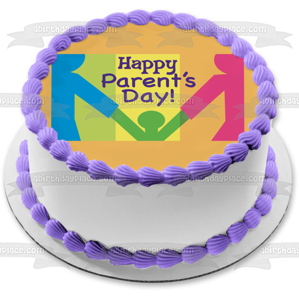 Feliz día de los padres, mamá, papá, niño, decoración comestible para tarta, imagen ABPID13224 