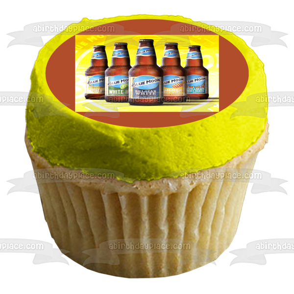 Blue Moon Assorted Beer Bottles Belgian White Edible Cake Topper Image ABPID56199