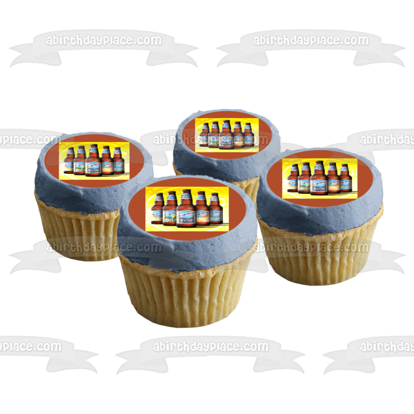 Blue Moon Assorted Beer Bottles Belgian White Edible Cake Topper Image ABPID56199