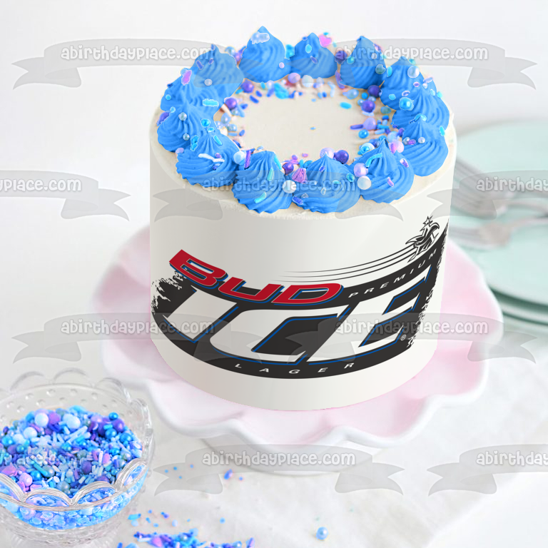 Bud Ice Premium Lager Logo Edible Cake Topper Image ABPID56116