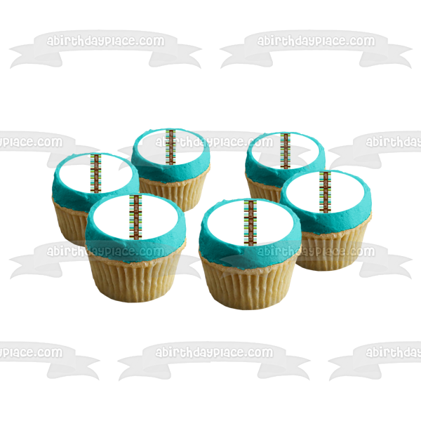 Happy Father's Day Blue White Green Brown Stripes Edible Cake Topper Image ABPID13356