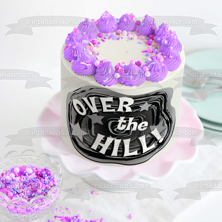 Happy Birthday Over the Hill Stars Edible Cake Topper Image ABPID13236