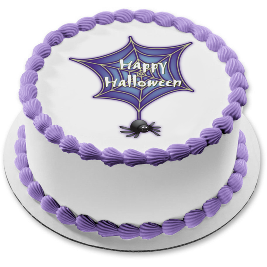 Adorno comestible para tarta con telaraña de Feliz Halloween, imagen ABPID13360 