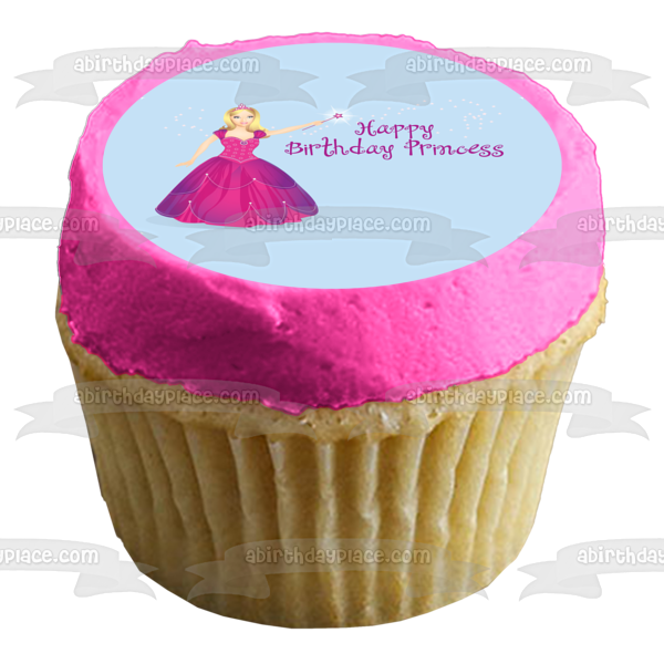 Feliz cumpleaños princesa muñeca vestido de fiesta comestible decoración para tarta imagen ABPID13240 