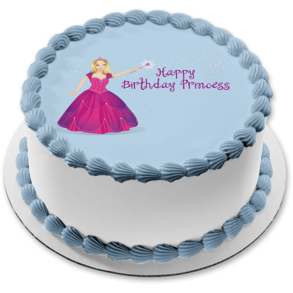 Feliz cumpleaños princesa muñeca vestido de fiesta comestible decoración para tarta imagen ABPID13240 