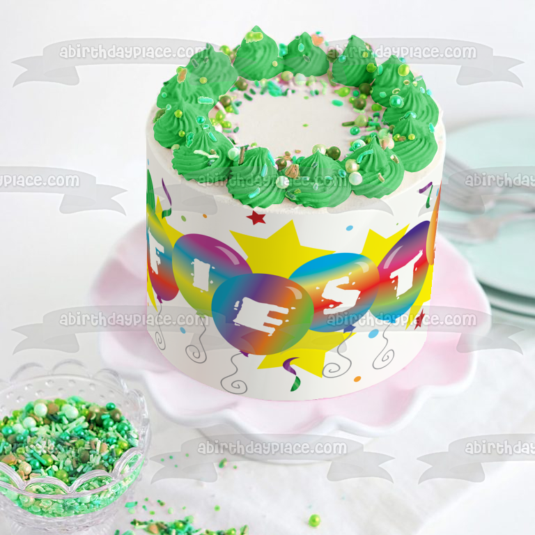 Fiesta Religiosa Festival Cactus Estrellas Globos Imagen comestible para tarta ABPID13373 