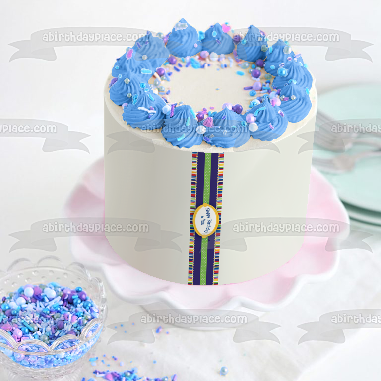 Blue Ditsy Print Edible Cake Topper Image Strips – A Birthday Place