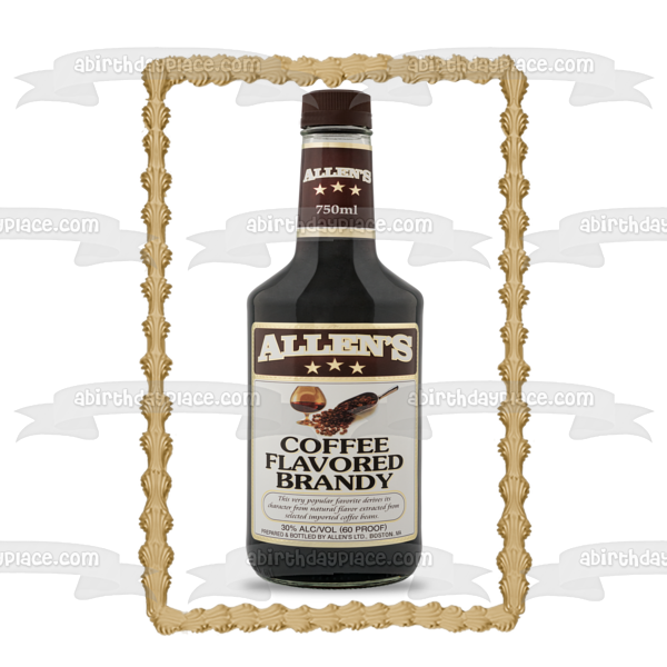 Allen's Coffee Flavored Brandy Bottle Edible Cake Topper Image ABPID56202