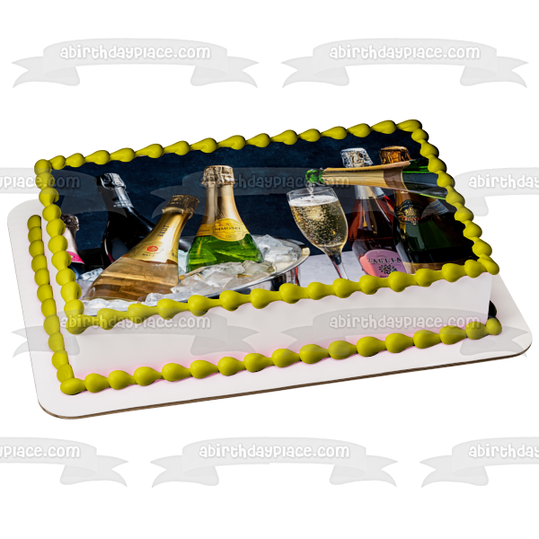 Assorted Champagne Bottles In Ice Edible Cake Topper Image ABPID56213