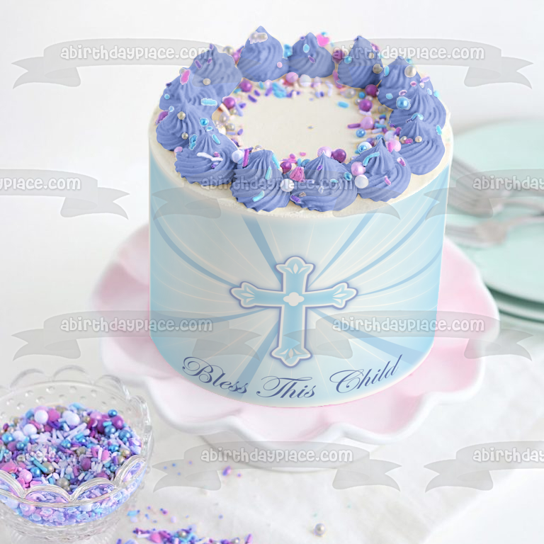 Simple baby shower, birthday or baptism blue and white cake for a boy Stock  Photo - Alamy