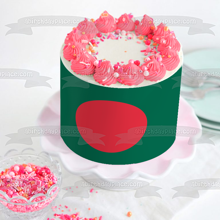 Flag of Bangladesh Red Green Edible Cake Topper Image ABPID13272