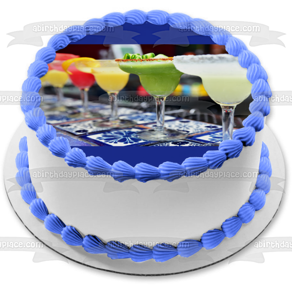 Assorted Margaritas with Lemon and Lime Peels Edible Cake Topper Image ABPID56231