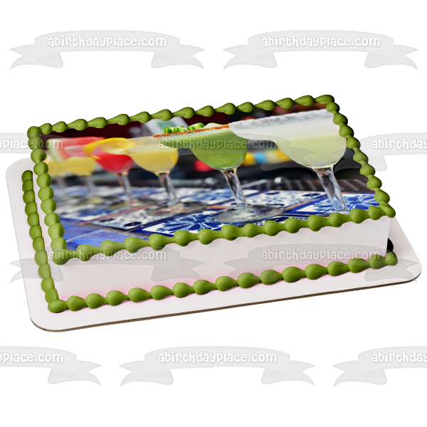 Assorted Margaritas with Lemon and Lime Peels Edible Cake Topper Image ABPID56231