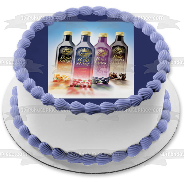 Baja Tango Baja Rosa Baja Luna and Baja Mocha Bottles Edible Cake Topper Image ABPID56221