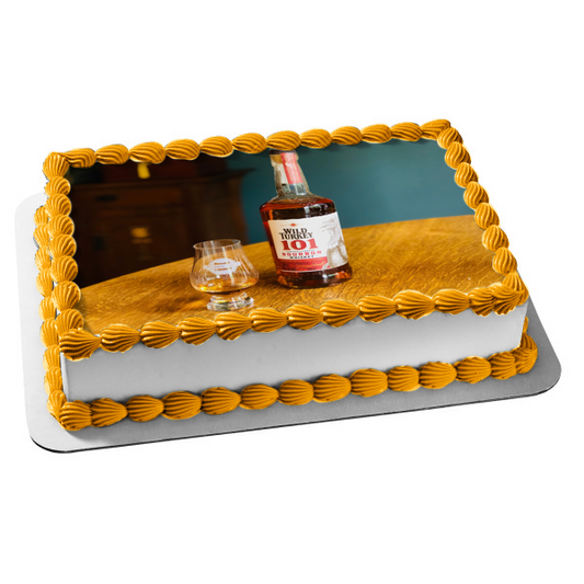 Wild Turkey 101 Bourbon Bottle and Glass Edible Cake Topper Image ABPID56237