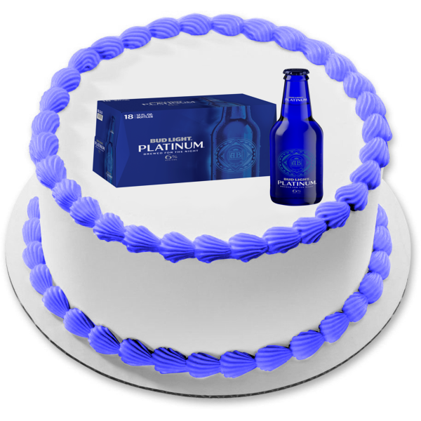 Bud Light Platinum 18 Pack Bottles Edible Cake Topper Image ABPID56227