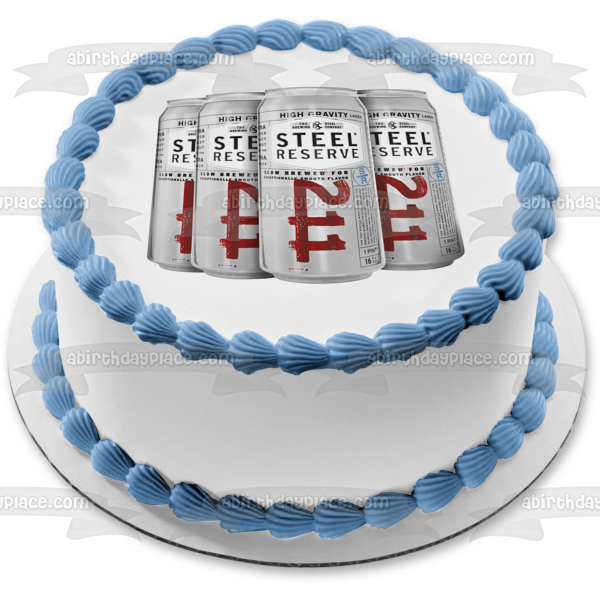 Steel Reserve 211 Beer Cans Edible Cake Topper Image ABPID56229