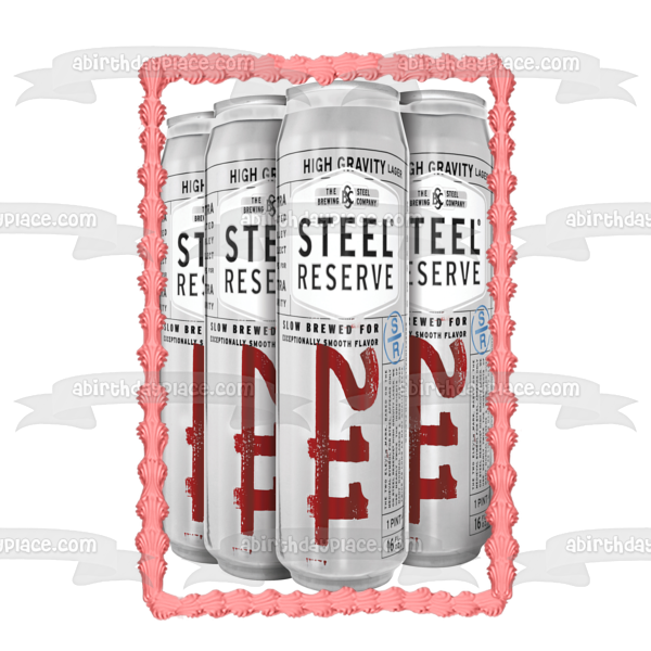 Steel Reserve 211 Beer Cans Edible Cake Topper Image ABPID56229