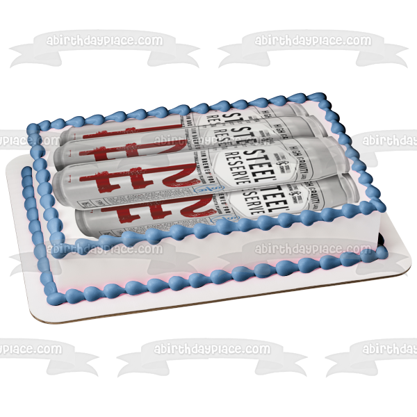 Steel Reserve 211 Beer Cans Edible Cake Topper Image ABPID56229