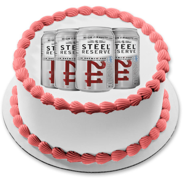 Steel Reserve 211 Beer Cans Edible Cake Topper Image ABPID56229