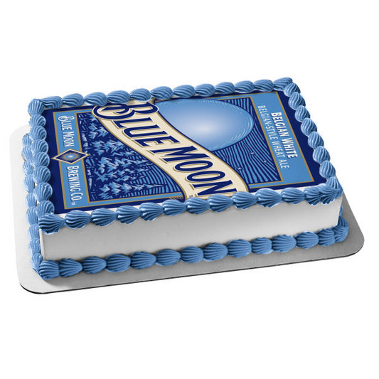 Blue Moon Belgian White Ale Label Edible Cake Topper Image ABPID56174